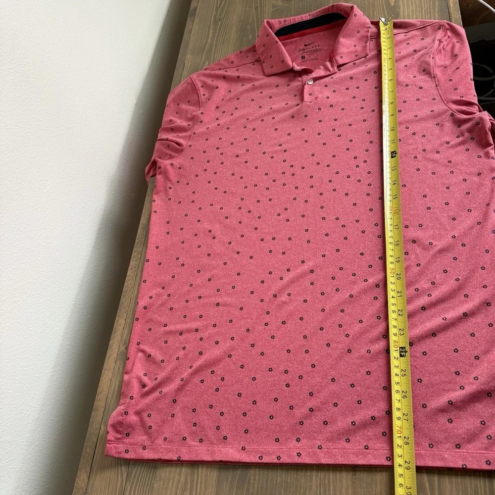 Nike Men's Medium Red Standard Fit Floral Short Sleeve‎ Golf Polo Collared Shirt - Picture 8 of 8